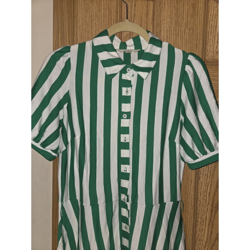 Boden Dress Womens Size US 6R Green White Striped Button Up Midi Shirt - Picture 7 of 16